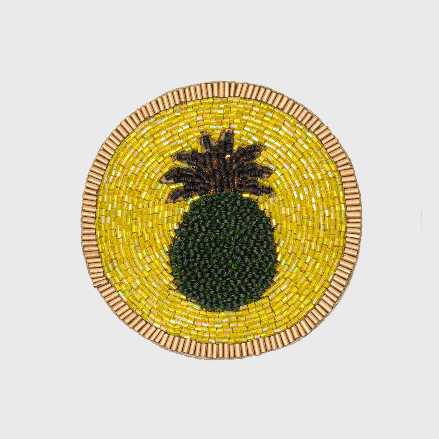 Hand-Beaded Pineapple Coasters, Bright Hospitality Gift Set of Four Décor
