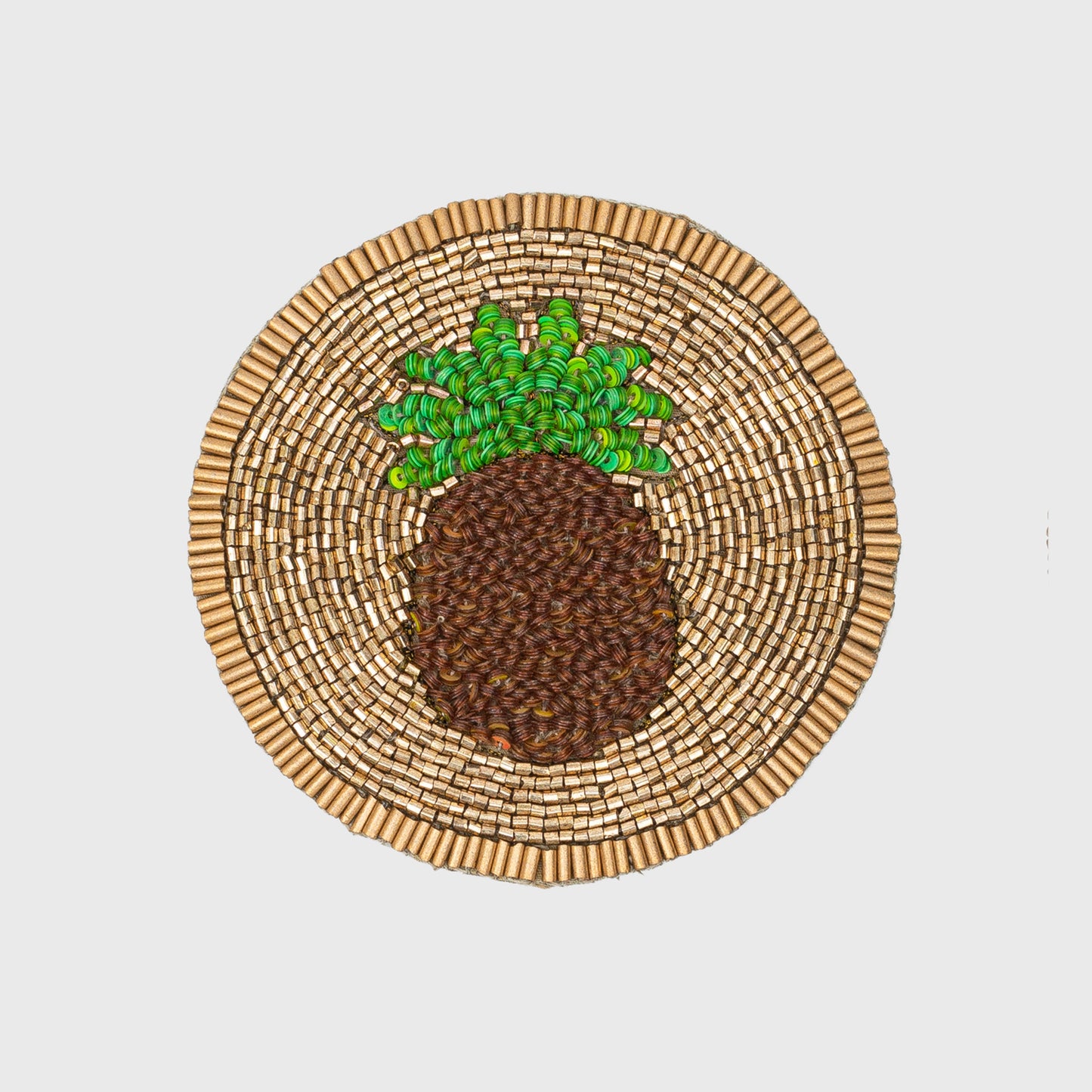 Hand-Beaded Pineapple Coasters, Bright Hospitality Gift Set of Four Décor
