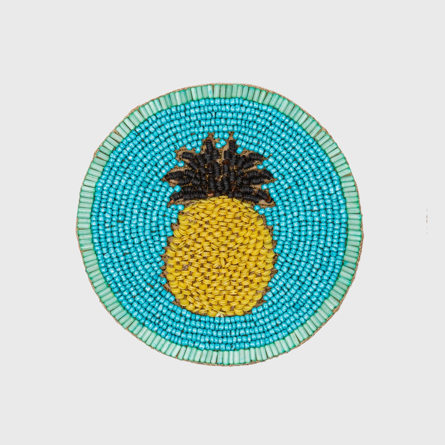 Hand-Beaded Pineapple Coasters, Bright Hospitality Gift Set of Four Décor