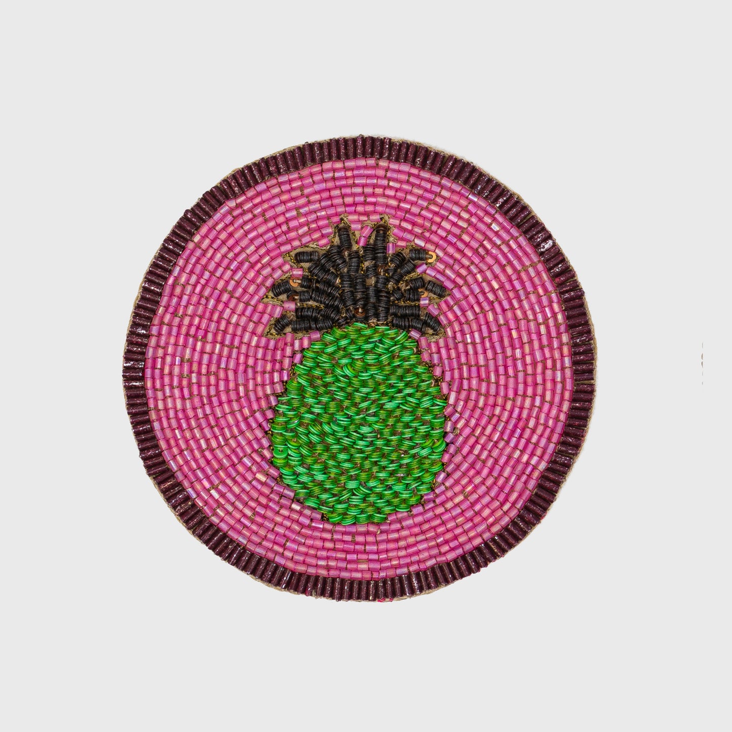 Hand-Beaded Pineapple Coasters, Bright Hospitality Gift Set of Four Décor