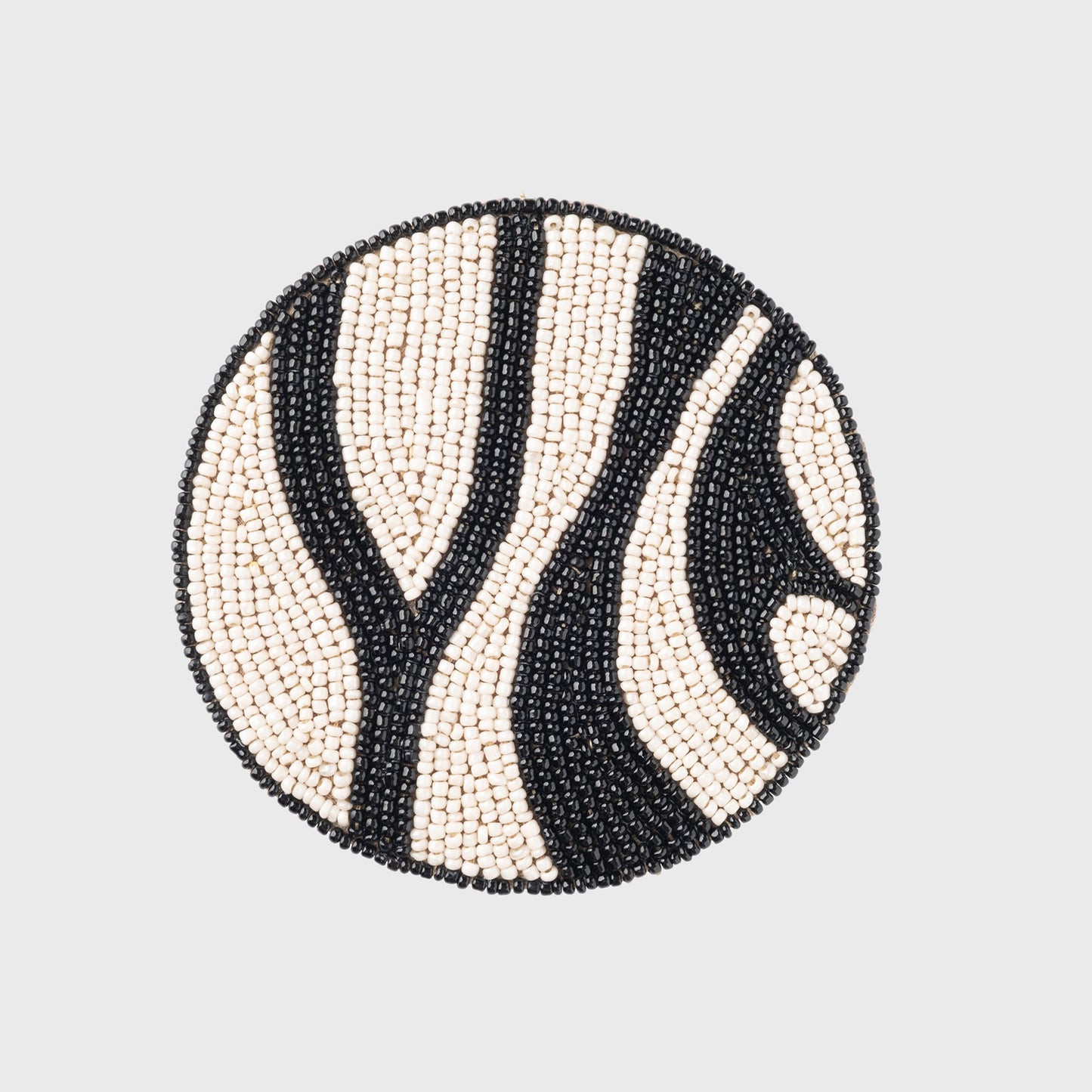 Black and Ecru Zebra Beaded Coasters, Bold Bar Cart & Table Decor Chic