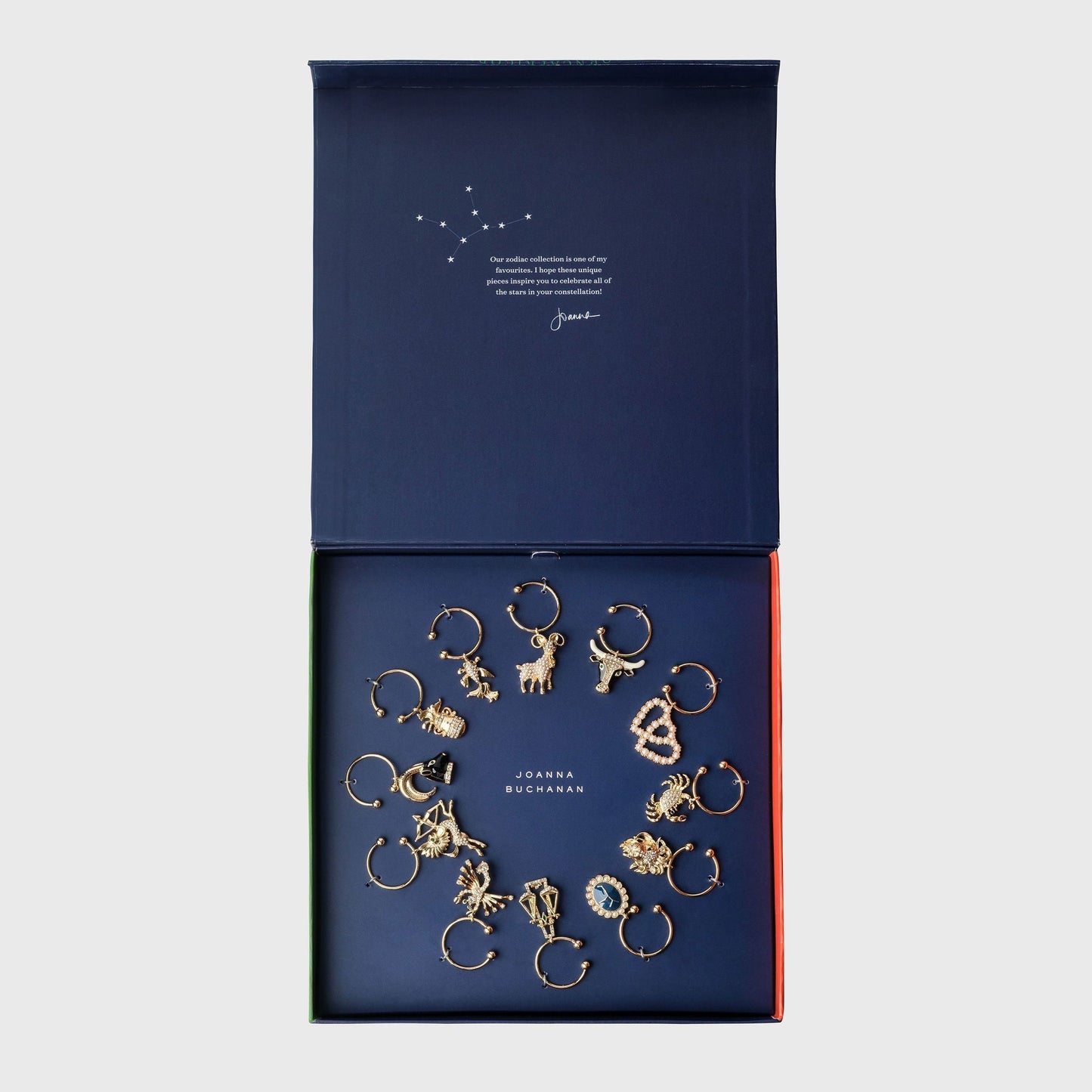 Zodiac Wine Charm Gift Set with 12 Star Sign Party Glass Markers