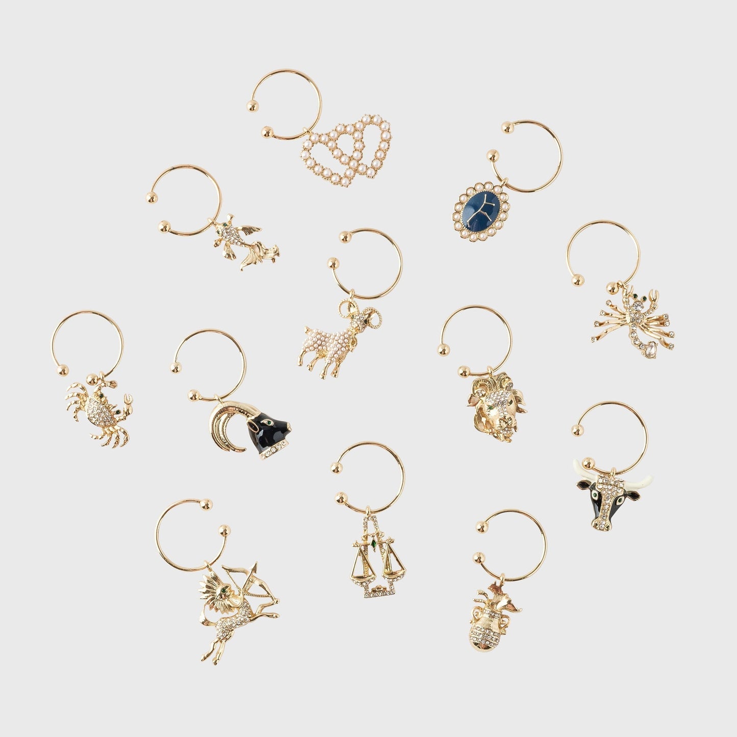 Zodiac Wine Charm Gift Set with 12 Star Sign Party Glass Markers