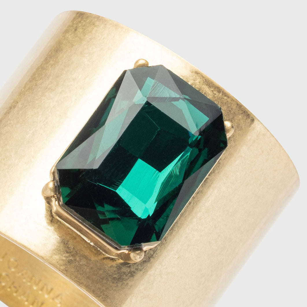Single Gem Napkin Rings Emerald Set of Two Dramatic Table Gift  Accent