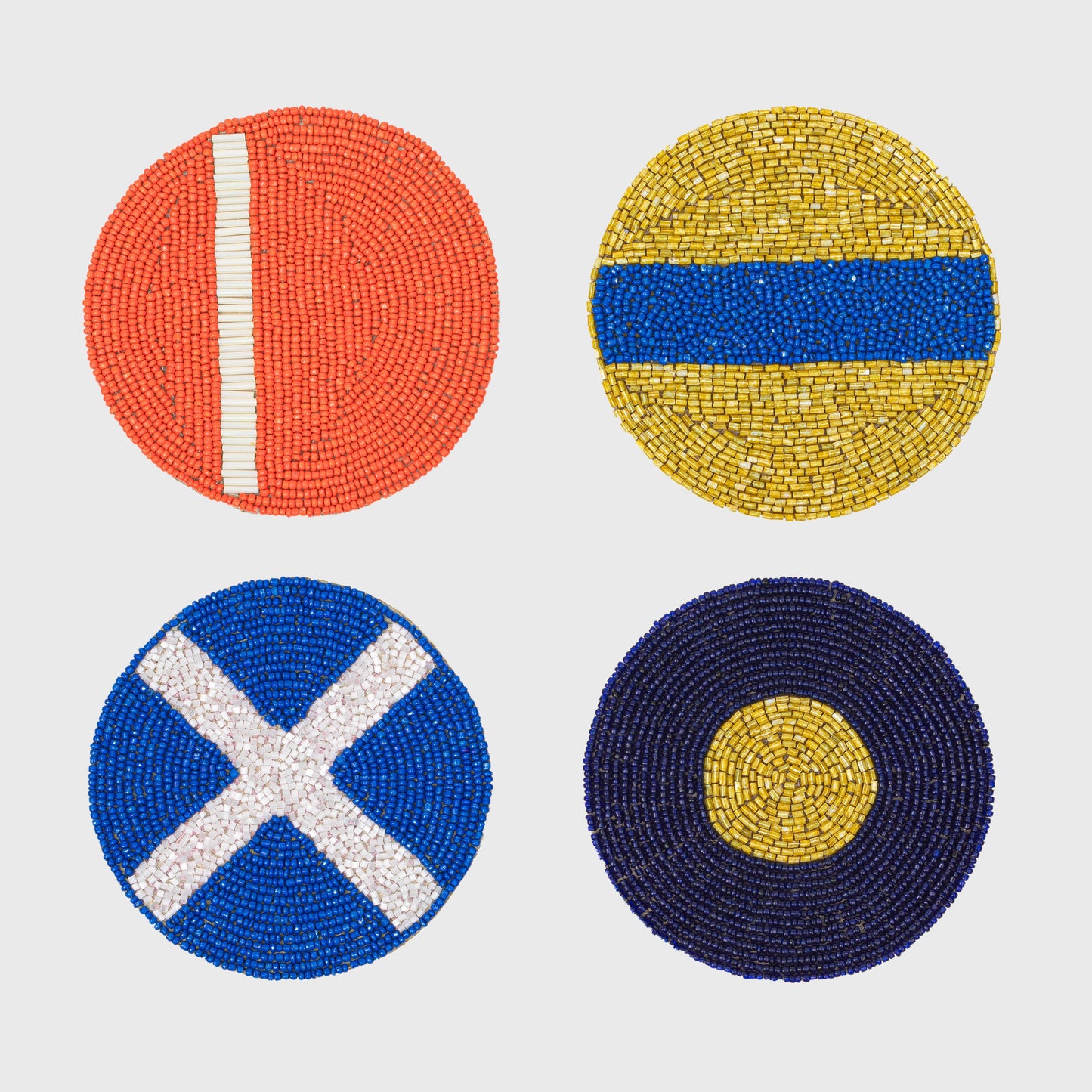 Nautical Flag Hand-Beaded Coasters, Vibrant Coastal Gift Set of Four