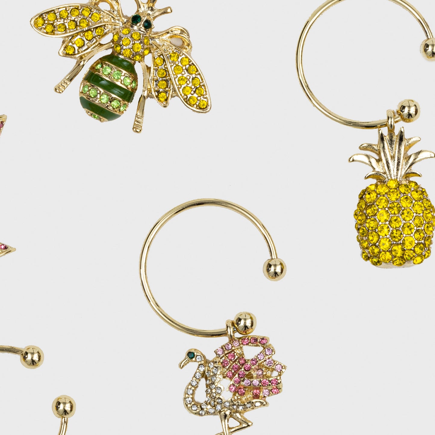 Tropical Wine Charms Set with Bright Bejeweled Glass Markers