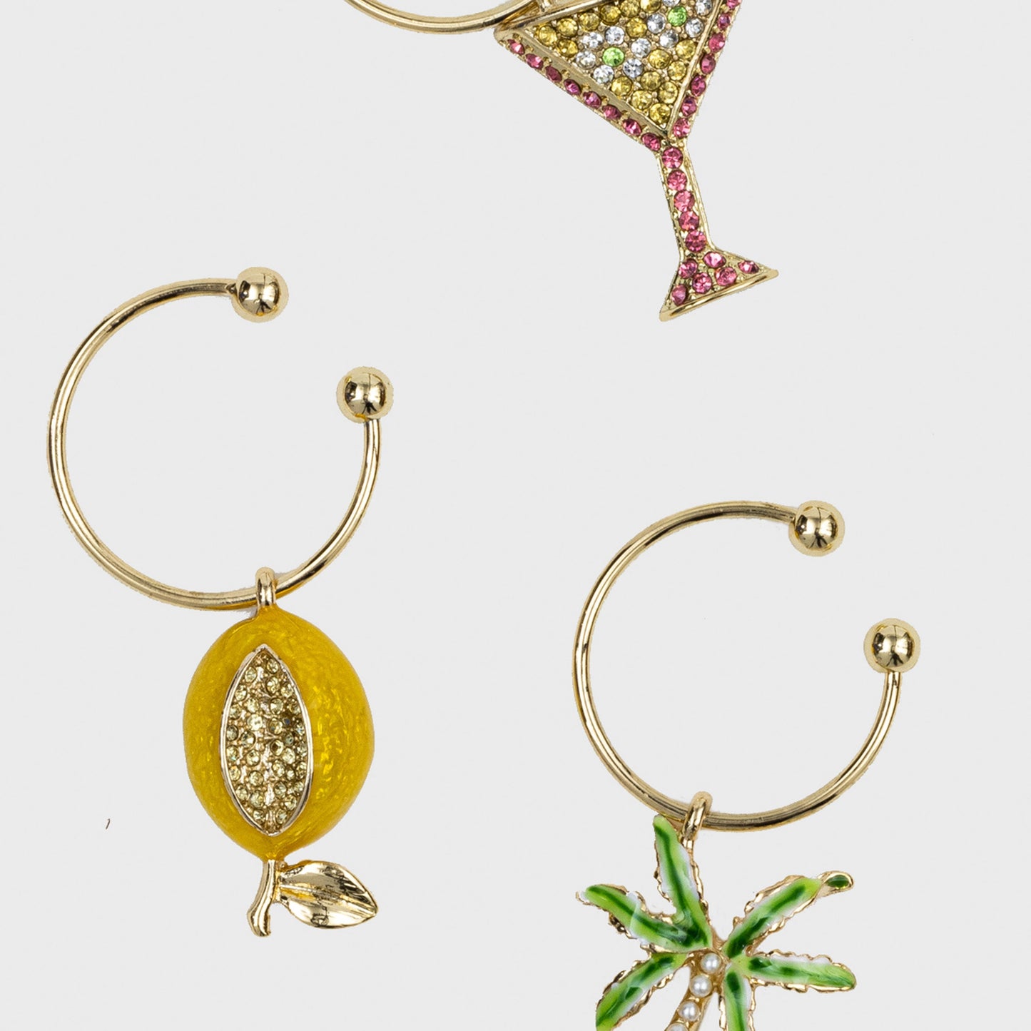 Tropical Wine Charms Set with Bright Bejeweled Glass Markers