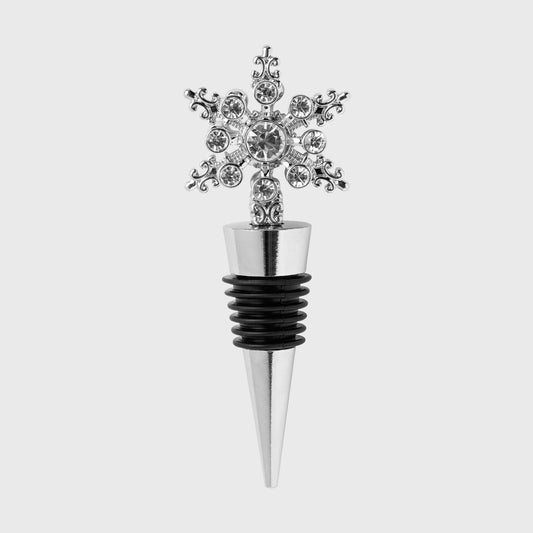 Silver Snowflake Wine Stopper Sparkling Holiday Bar Accent Giftable Decor