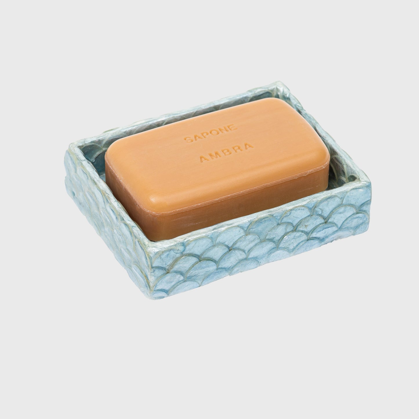 Aqua Blue Capiz Trays Set of Two, Hand-Pieced Decorative Gift Home Accent