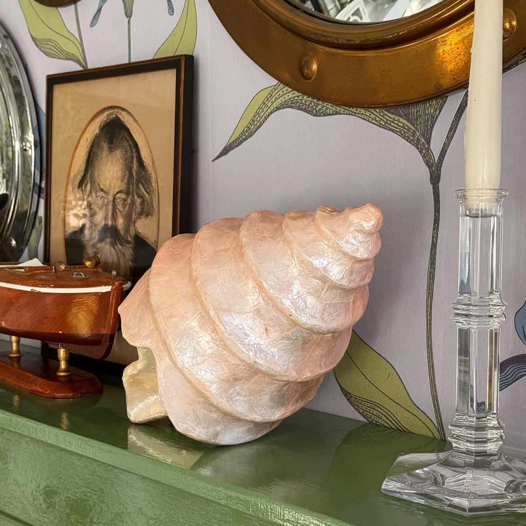 Capiz Shell Decorative Object Pale Pink Coastal Home Shelf Accent Gift