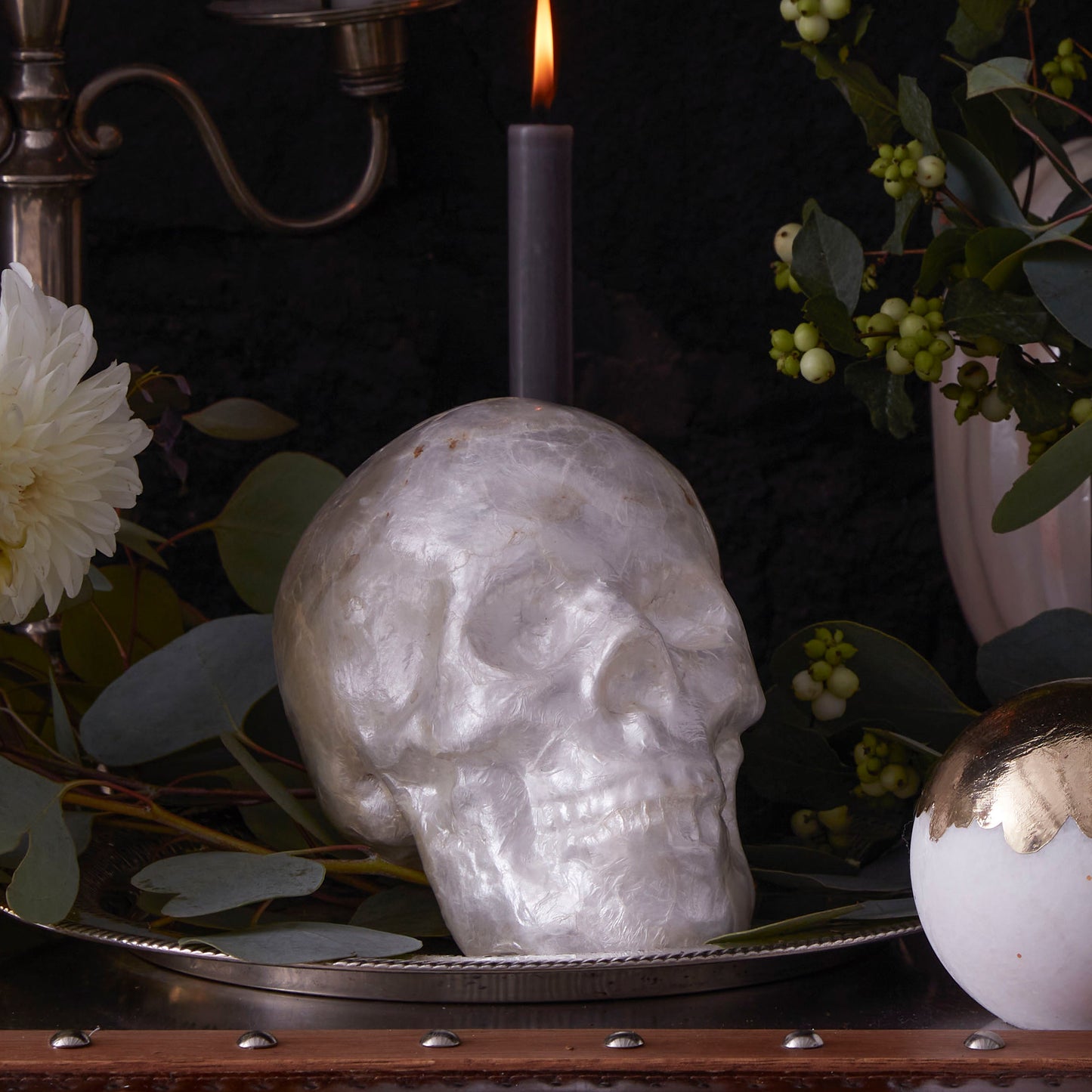 Capiz Skull Pearl Decorative Accent for Halloween and Year-Round Décor