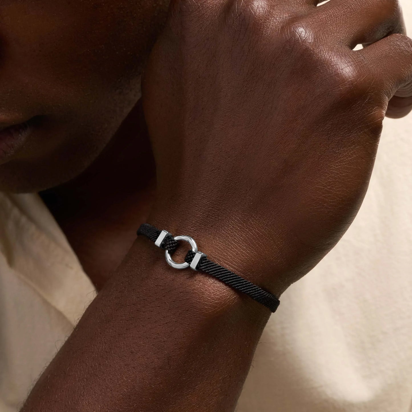 Sacred Abundance — Men's Black String Karma Circle Bracelet