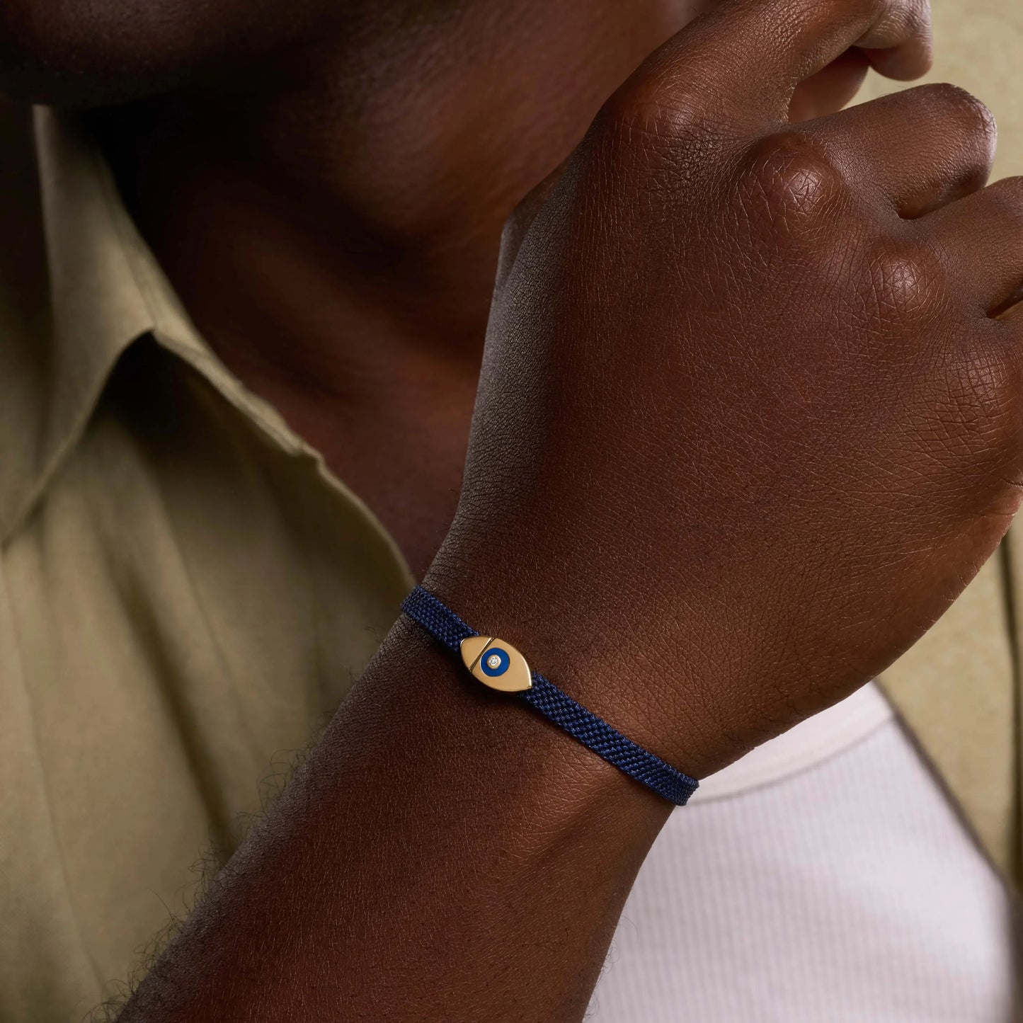 Mens Forward Vision Evil Eye Blue String Bracelet for Protection