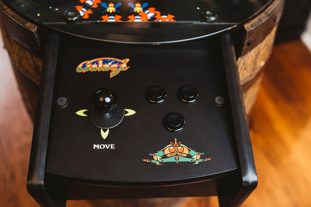 Handmade Whiskey Barrel Arcade Table with 60 Classic Games