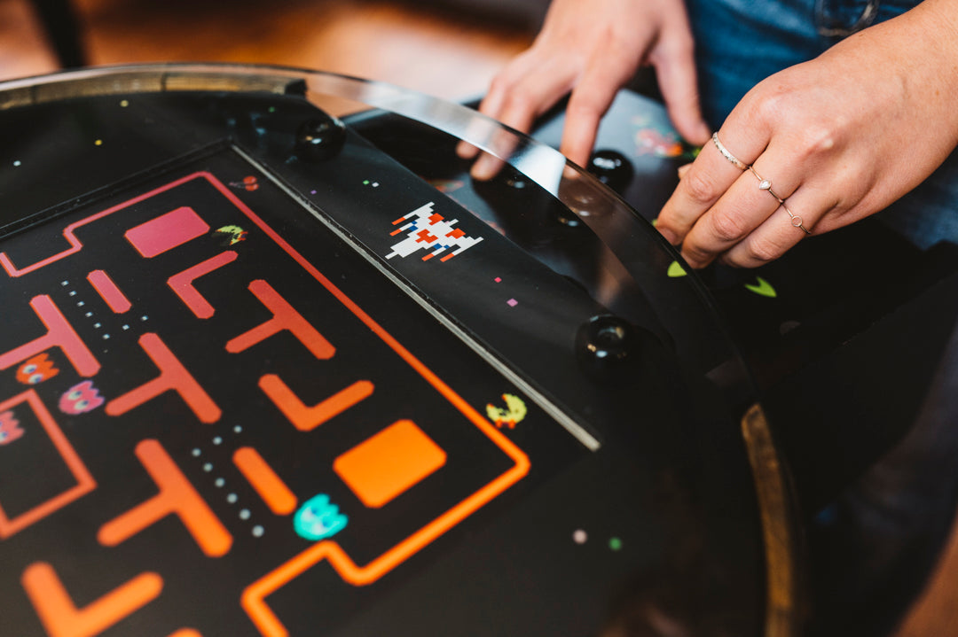 Handmade Whiskey Barrel Arcade Table with 60 Classic Games