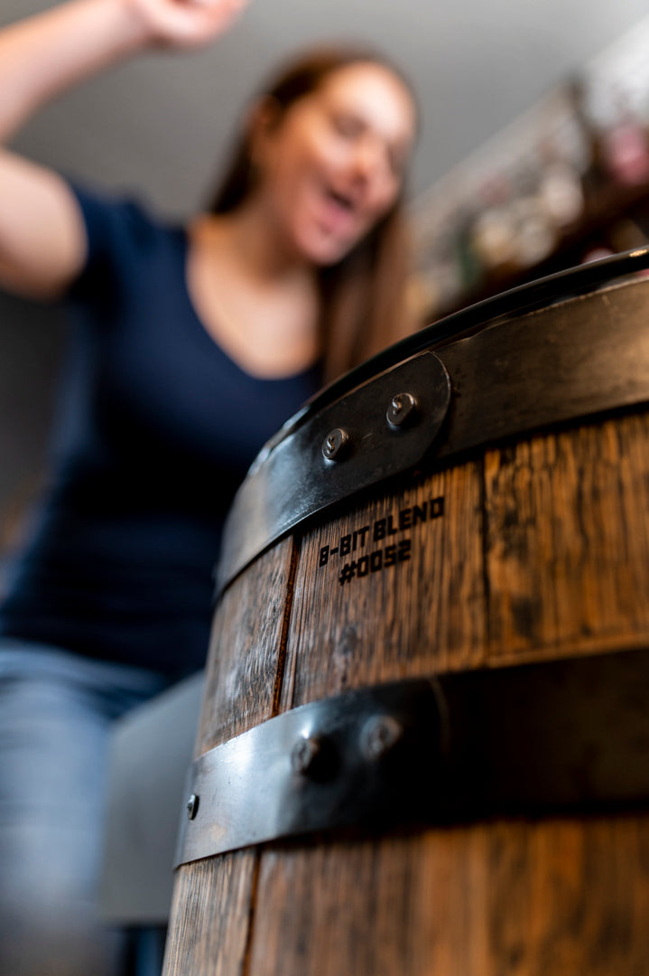 Handmade Whiskey Barrel Arcade Table with 60 Classic Games
