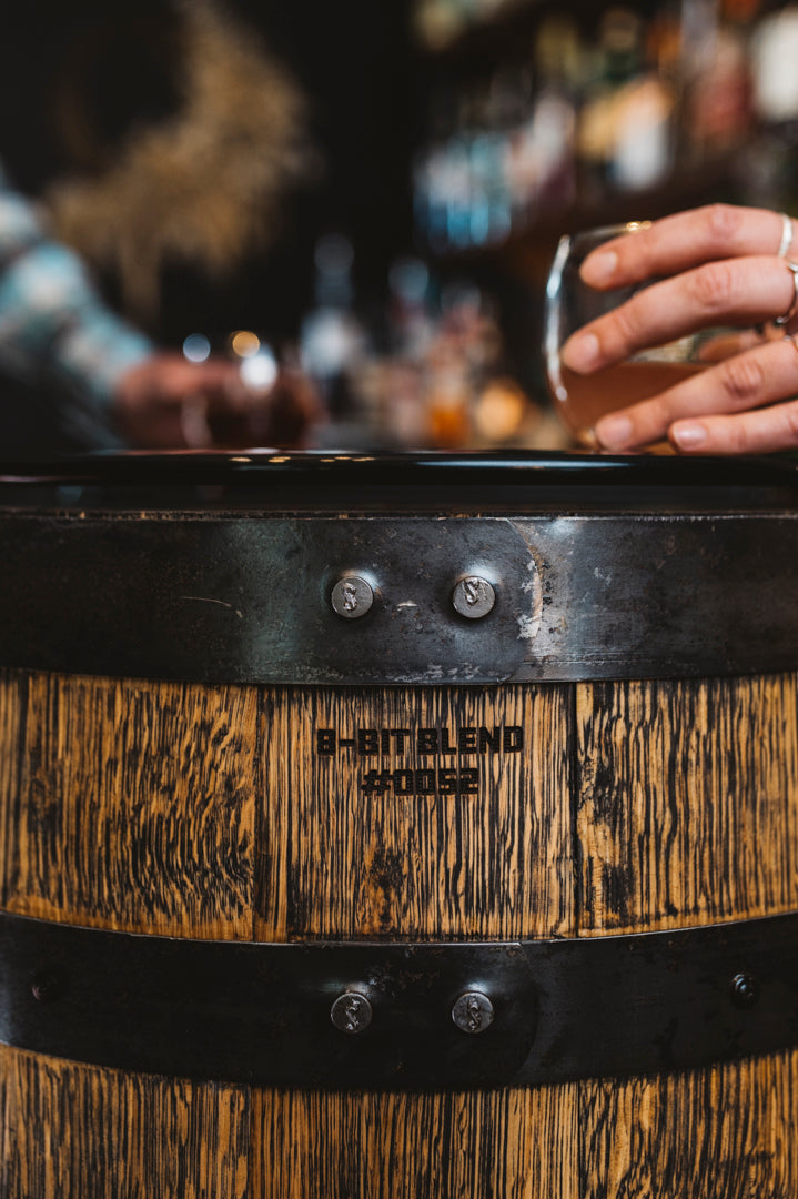 Handmade Whiskey Barrel Arcade Table with 60 Classic Games