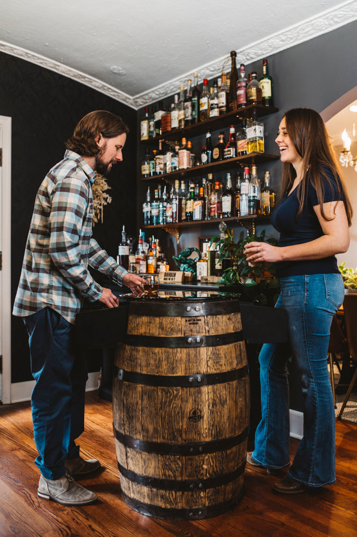 Handmade Whiskey Barrel Arcade Table with 60 Classic Games