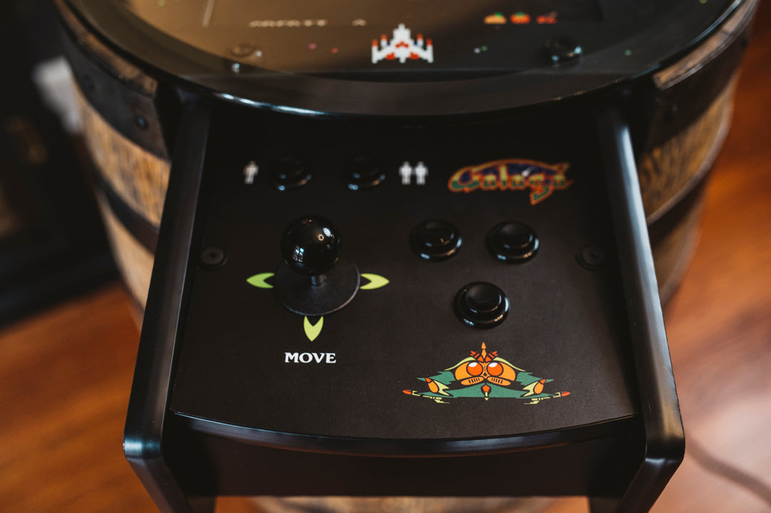 Handmade Whiskey Barrel Arcade Table with 60 Classic Games