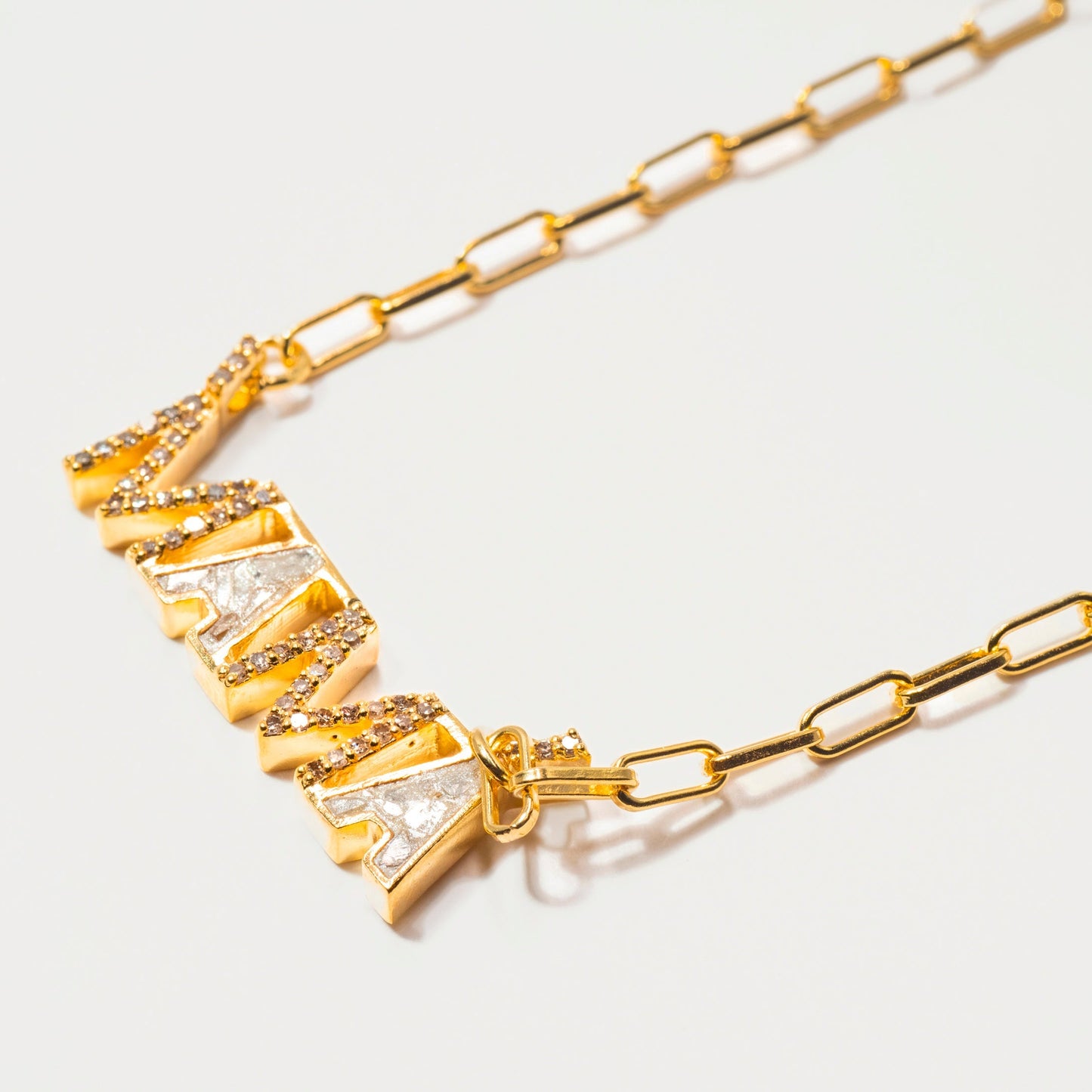 Mama Gold Vermeil Pendant Necklace with Diamonds
