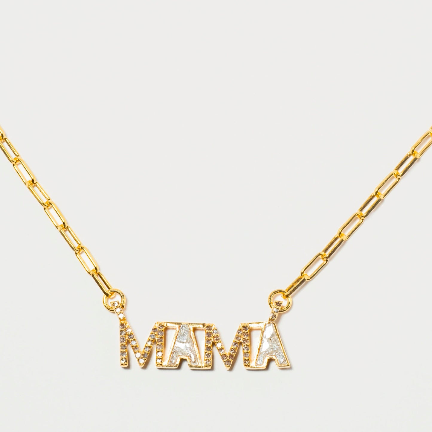 Mama Gold Vermeil Pendant Necklace with Diamonds