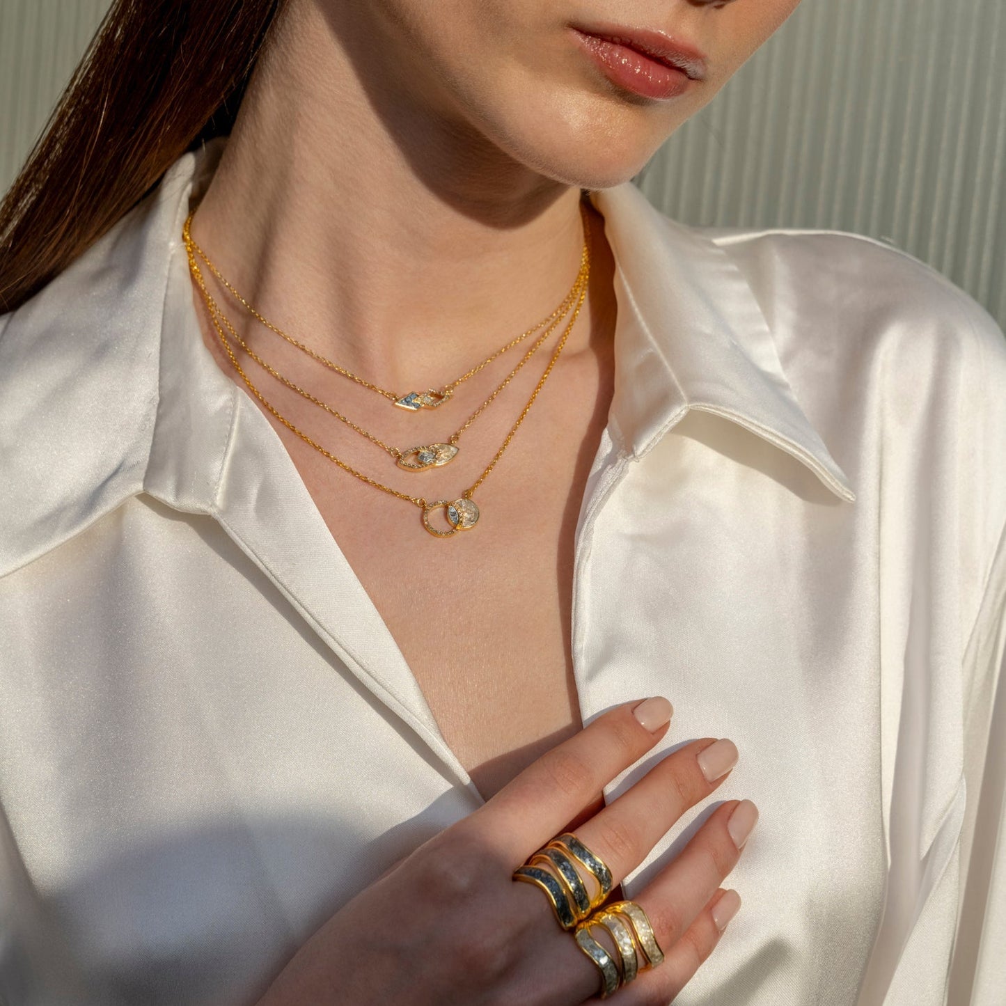 Tiid Gold Vermeil Pendant Necklace with Diamonds