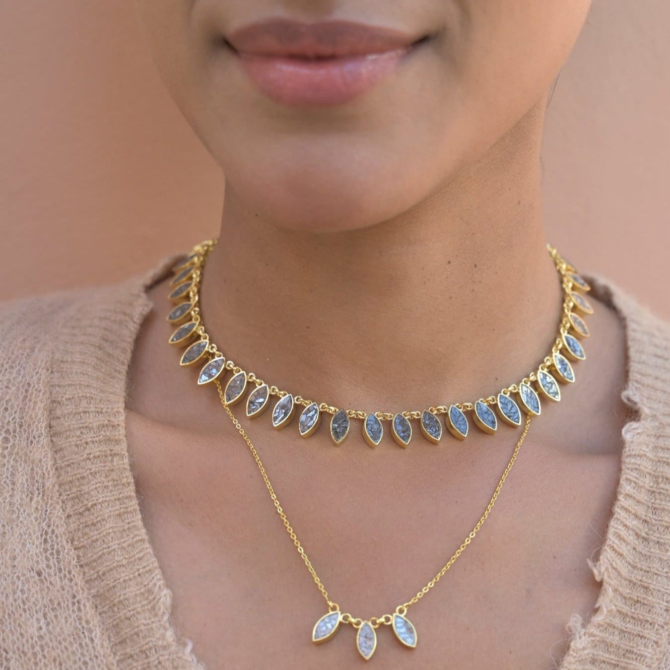 Nayika Gold Vermeil Necklace with Raw Diamond Detail