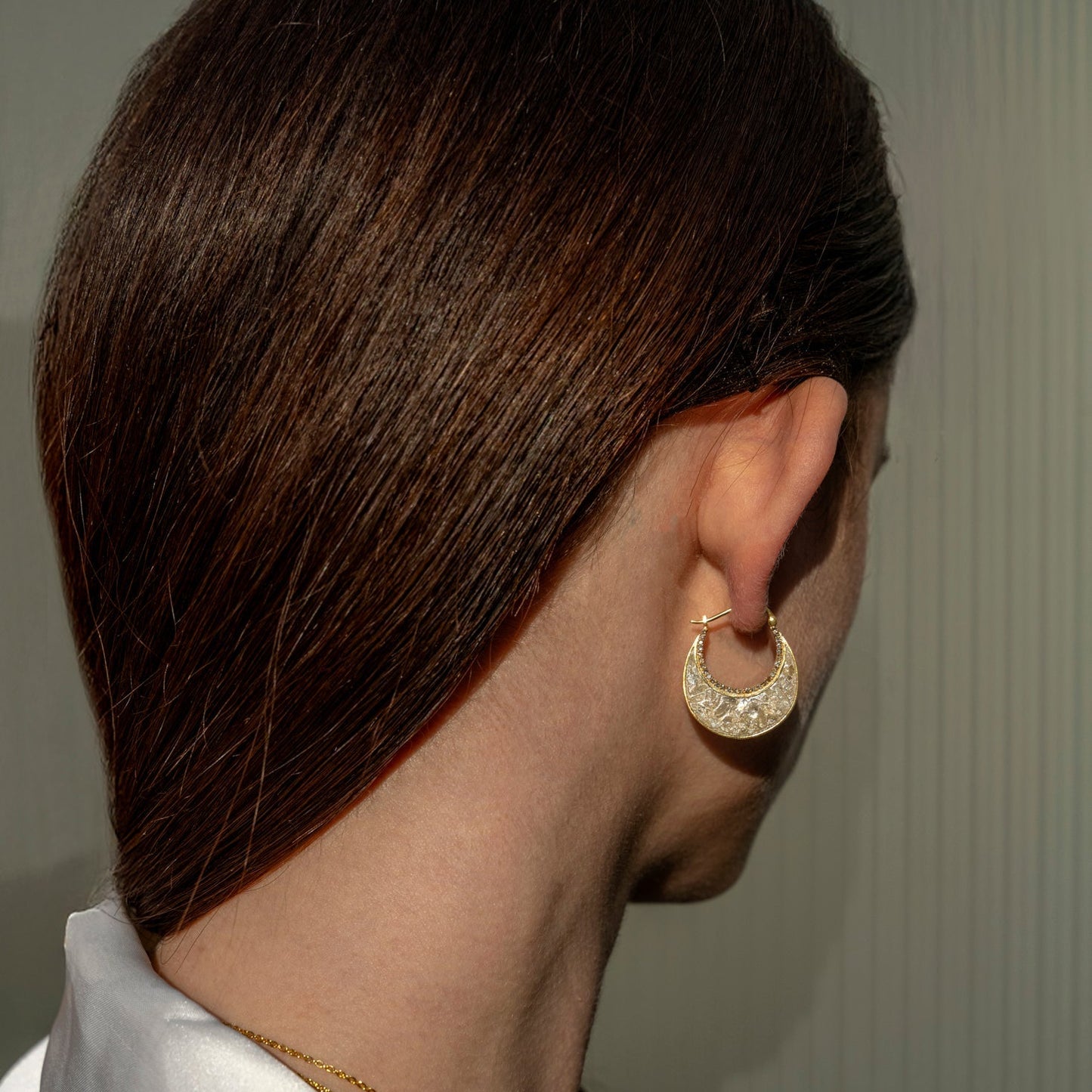 Nin Gold Vermeil Hoop Earrings with Diamonds