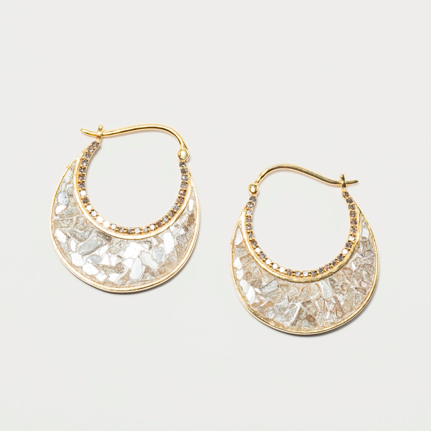 Nin Gold Vermeil Hoop Earrings with Diamonds
