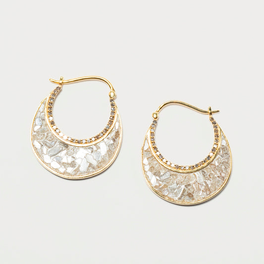 Nin Gold Vermeil Hoop Earrings with Diamonds