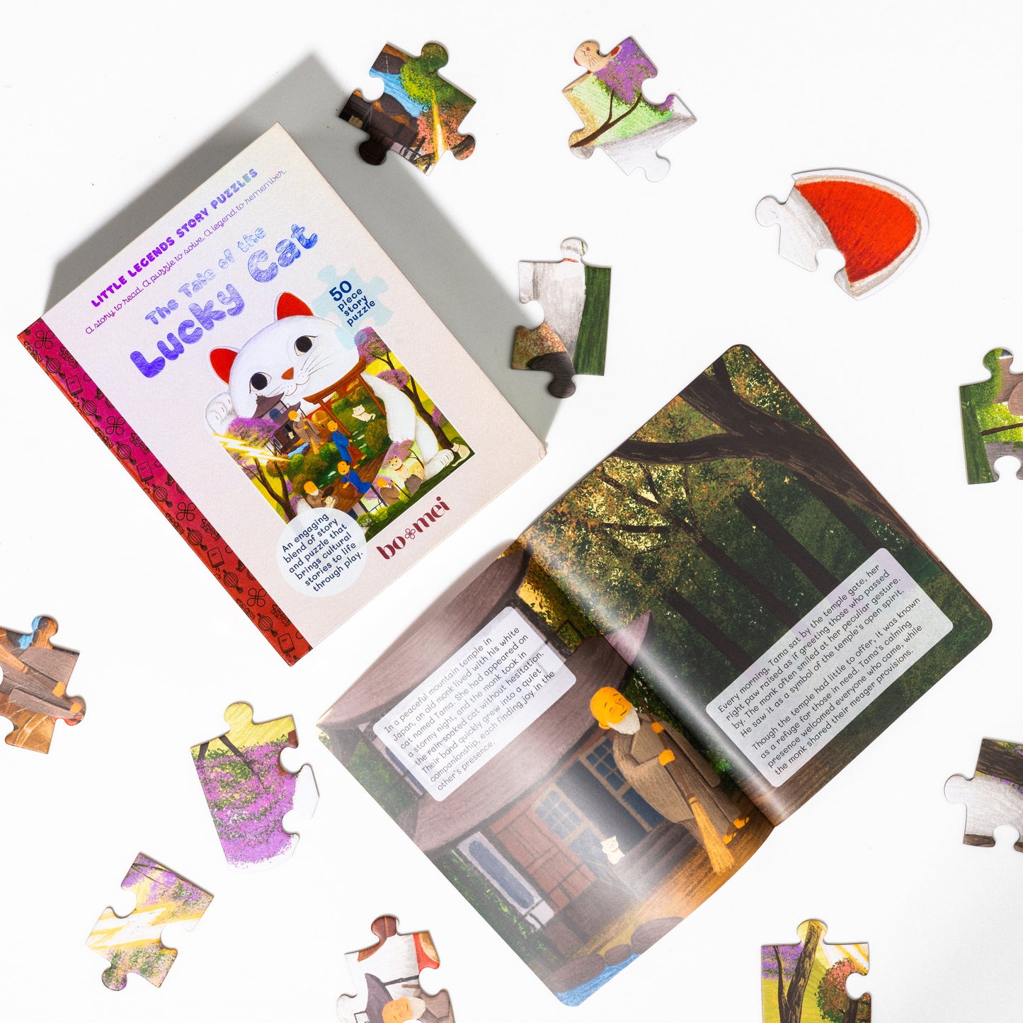 The Tale of the Lucky Cat Story Puzzle with Book and Poster