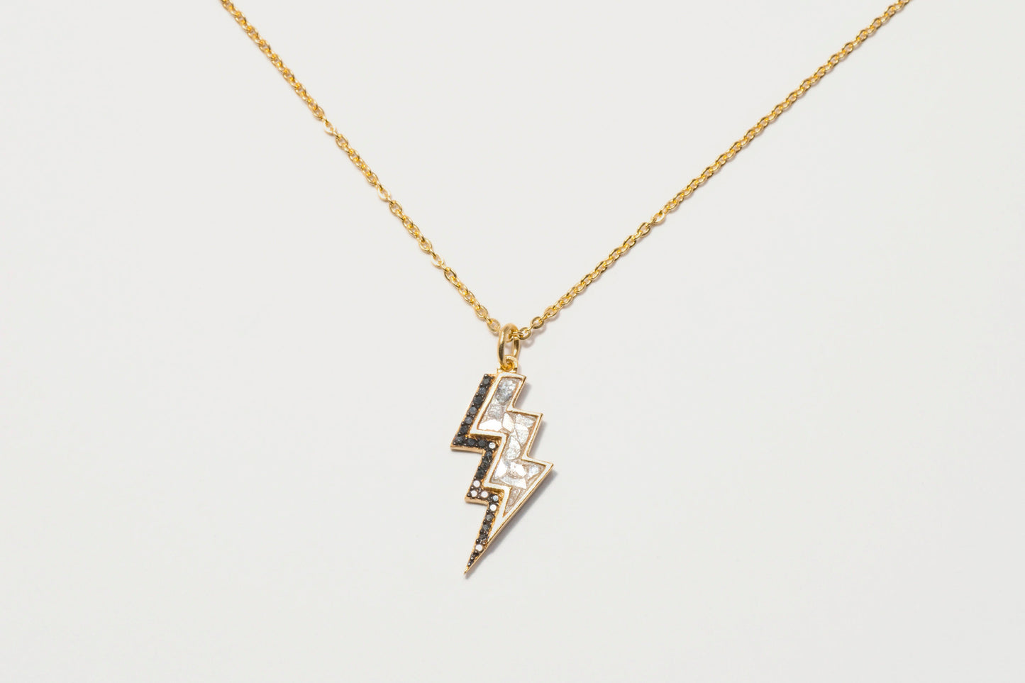 Rishi Bolt Gold Vermeil Pendant Necklace with Raw Uncut Diamonds Charm