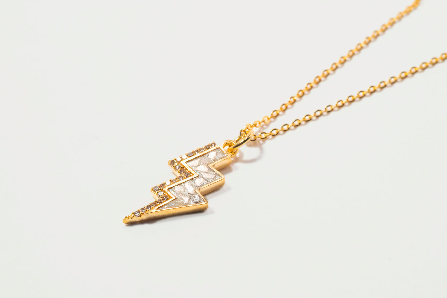 Rishi Bolt Gold Vermeil Pendant Necklace with Raw Uncut Diamonds Charm