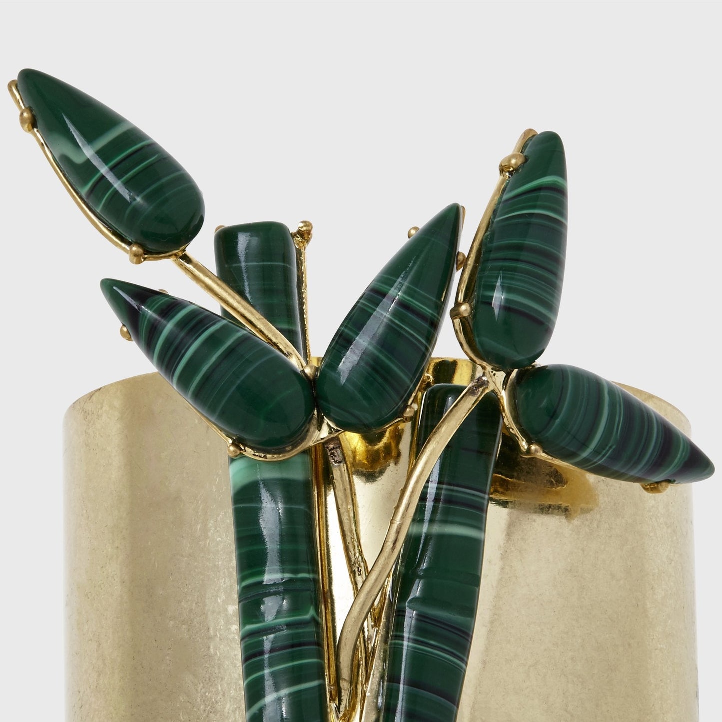 Bamboo Napkin Rings Faux Malachite Set of Two Tropical Green Table Set