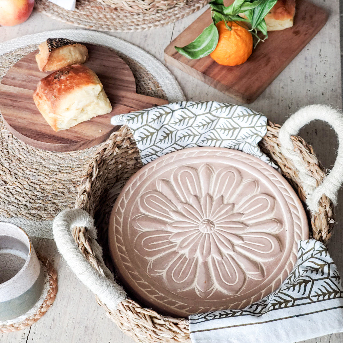 Rustic Vintage Flower Bread Warmer Gift Set with Towel