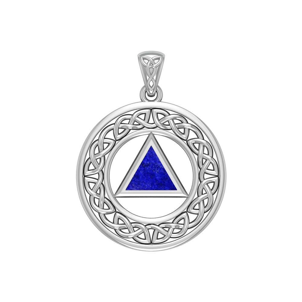 AA Recovery Celtic Border Sterling Silver Pendant TPD3938