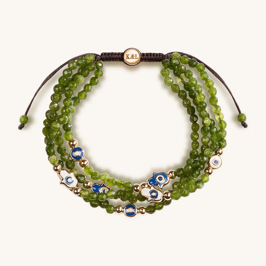 Lucky Shield Jade Enamel Evil Eye Hamsa Bracelet — Prosperity & — Gift