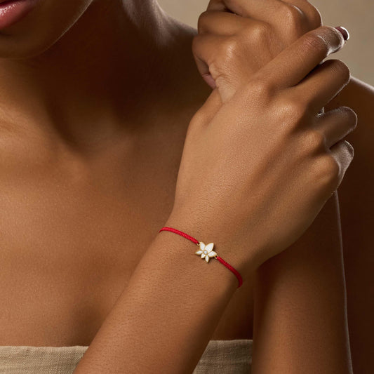 Obstacle Crusher Red String Lotus Charm Bracelet — Strength & — Gift