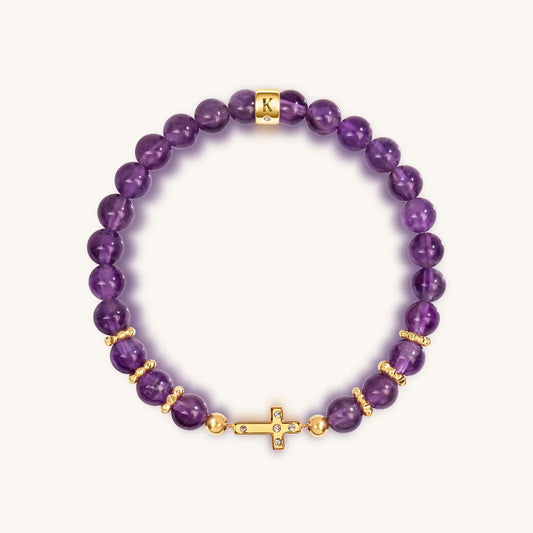 Leap of Intuition Amethyst Cross Charm Bracelet — Serene Gift for