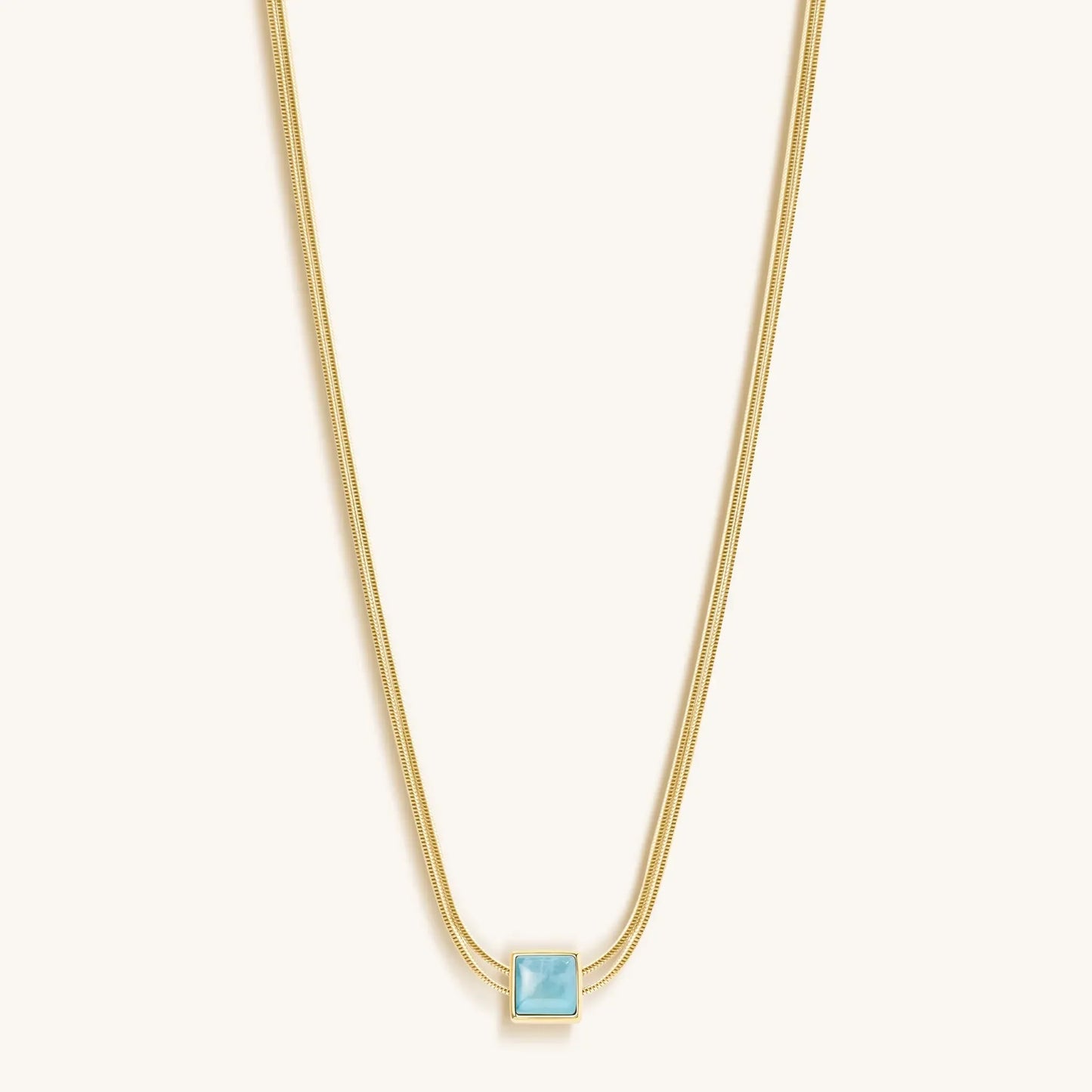 Nurture & Thrive Aquamarine Evil Eye March Birthstone Necklace