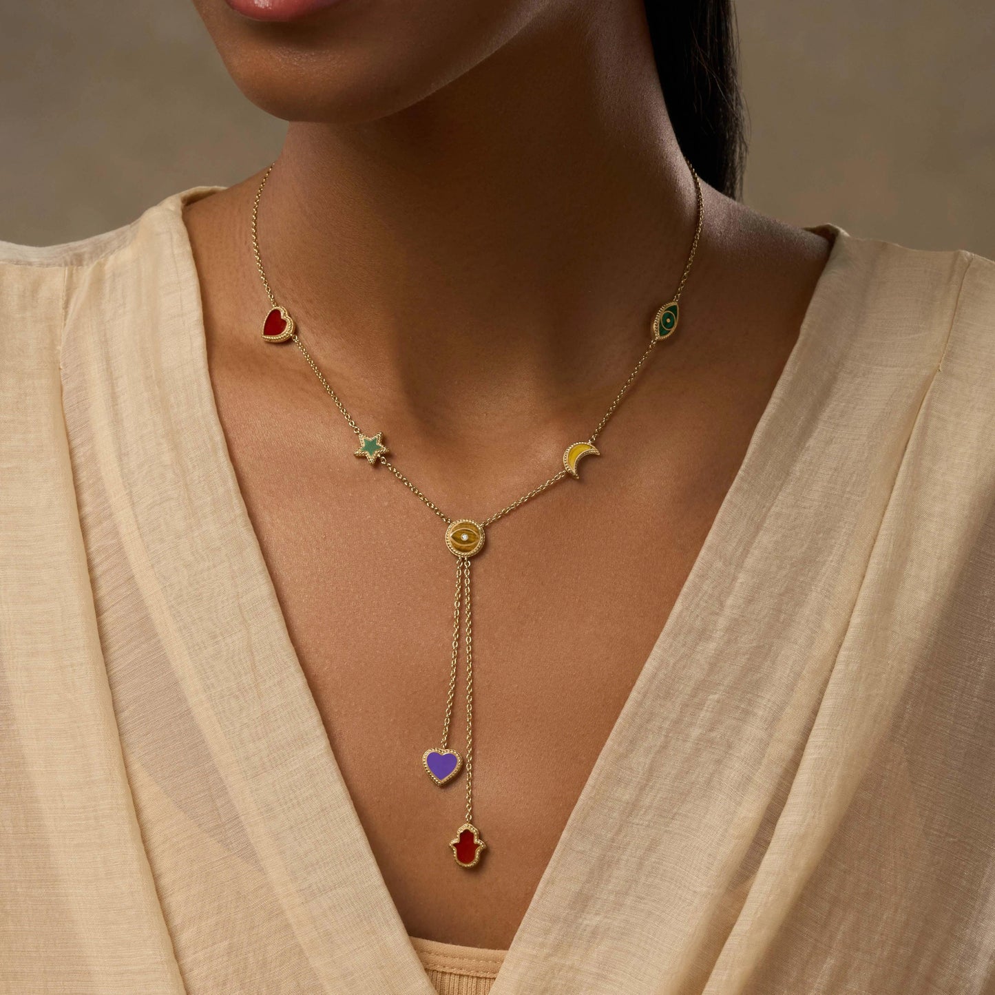Maximize Joy Multi-Symbol Multi-Gemstone Necklace — Luxe Talisman