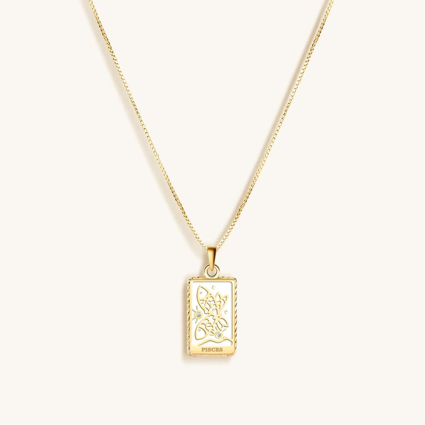 Compassionate Approach White Enamel Pisces Card Necklace — Gift