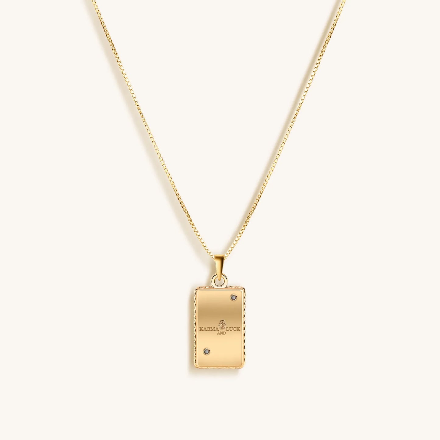 Playful Mind White Enamel Gemini Card Necklace — 18K Gold-Plated
