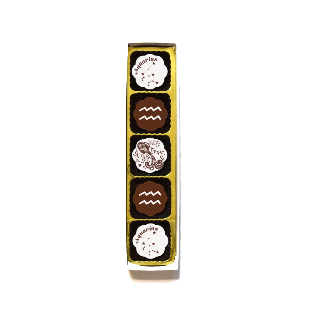 Aquarius Zodiac Sea Salt Caramel Chocolate Box, 5-Piece