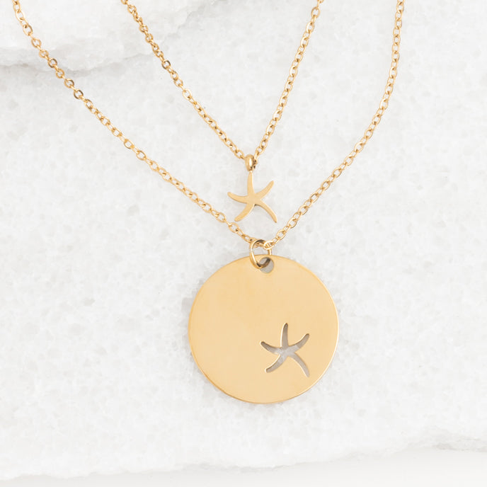 Community Gold Starfish Necklace Set — 14K Plated