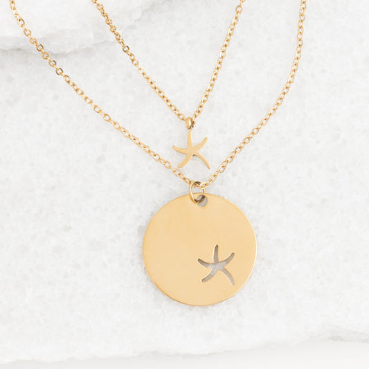 Community Gold Starfish Necklace Set — 14K Plated