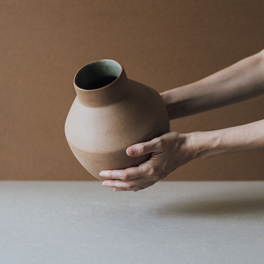 Handcrafted Egeo Ceramic Vase with Natural Earth-Tone Finish