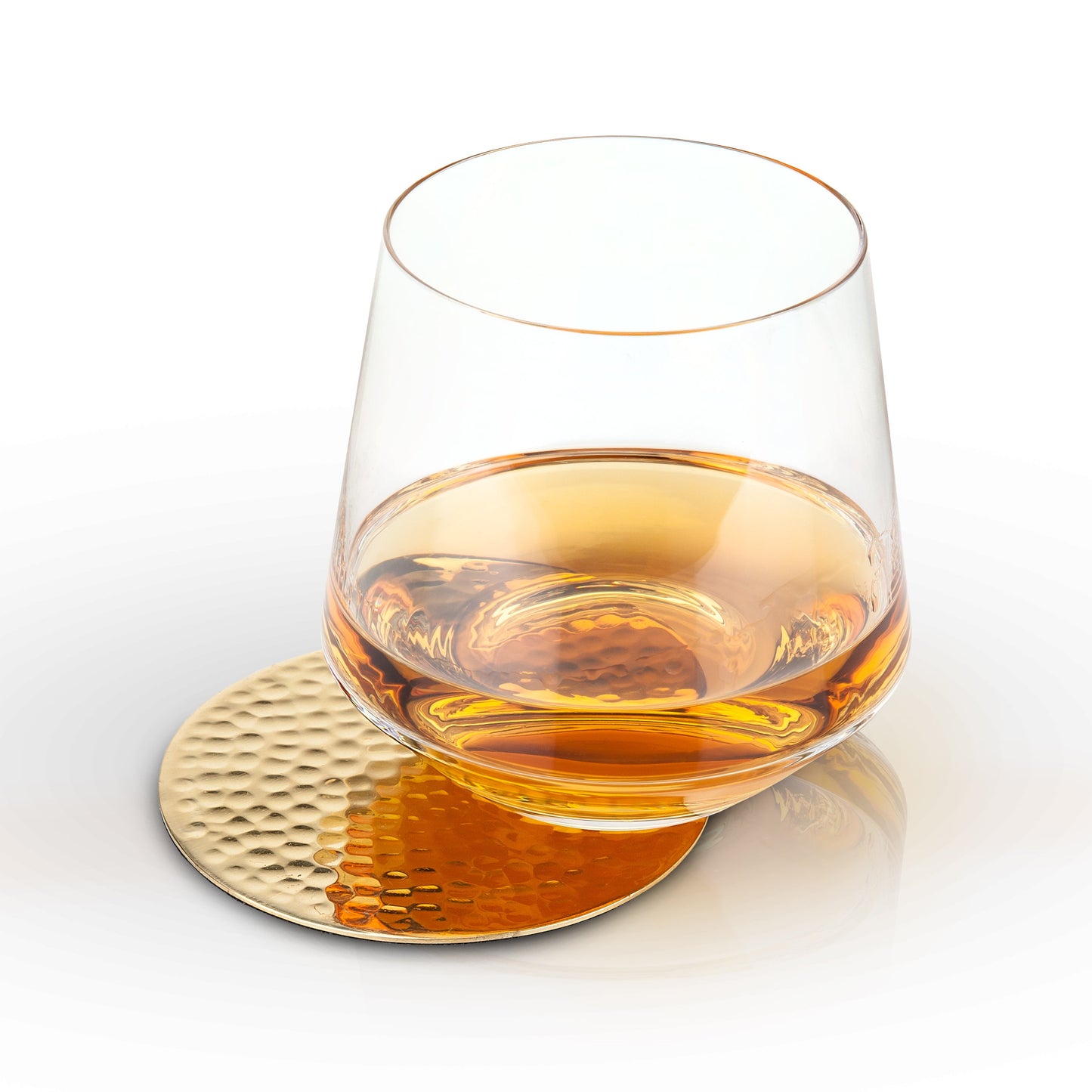 Hammered Solid Brass Coasters Set of 4 — Velvet‑Backed Gift Edition