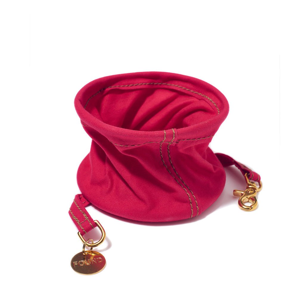 Bright Pink Canvas Collapsible Water Bowl for Dogs and Travel
