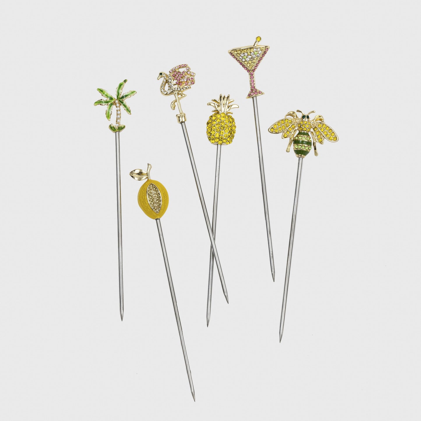 Tropical Cocktail Picks Palm Pineapple Flamingo Stripey Bee Gift Ideas